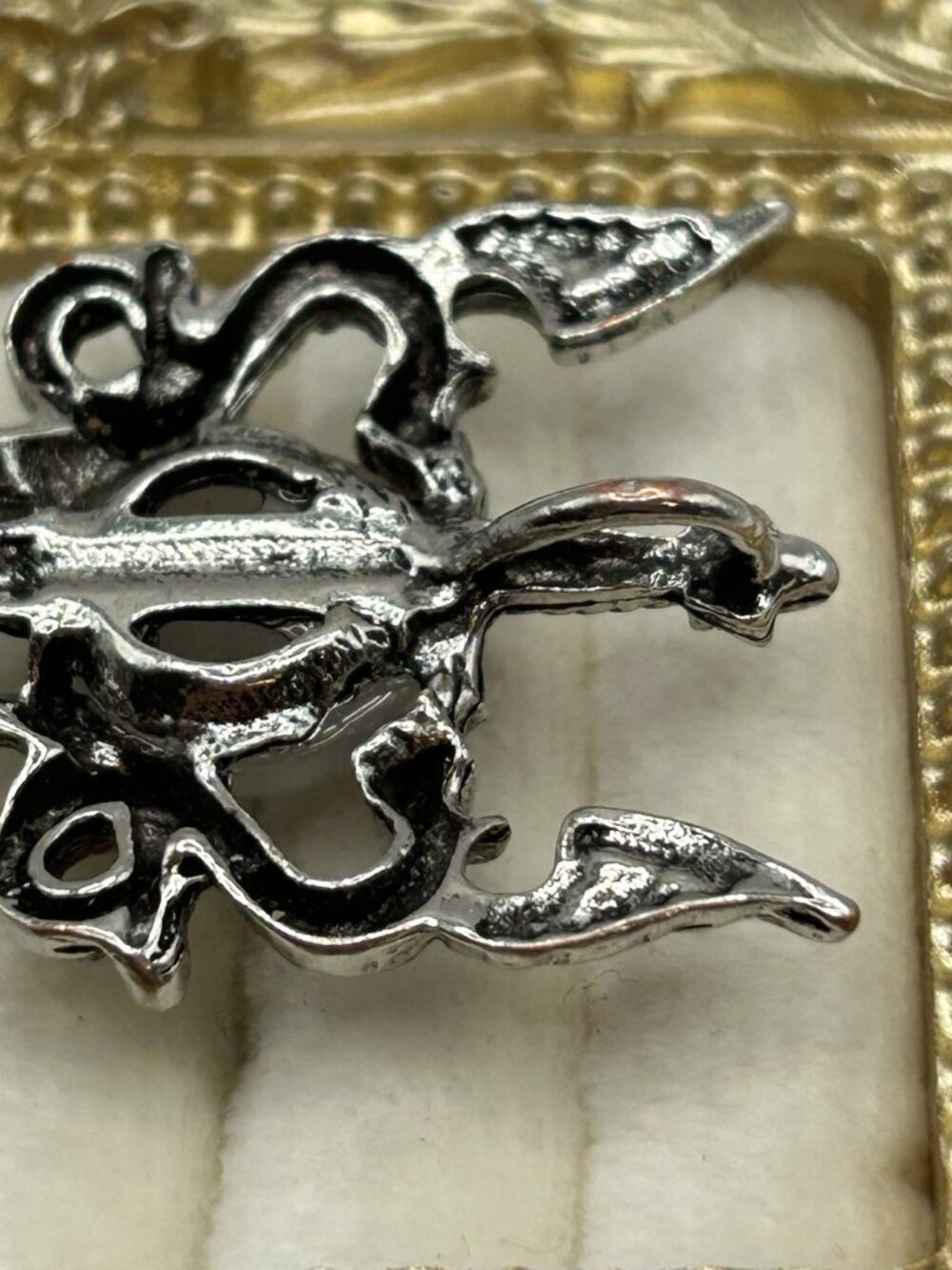 Gothic Dragon Sword Pendant Clear Cabochon Fantasy Medieval Silvertone - Picture 9 of 12